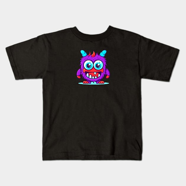 Cartoon Monster Kids T-Shirt by unrefinedgraphics